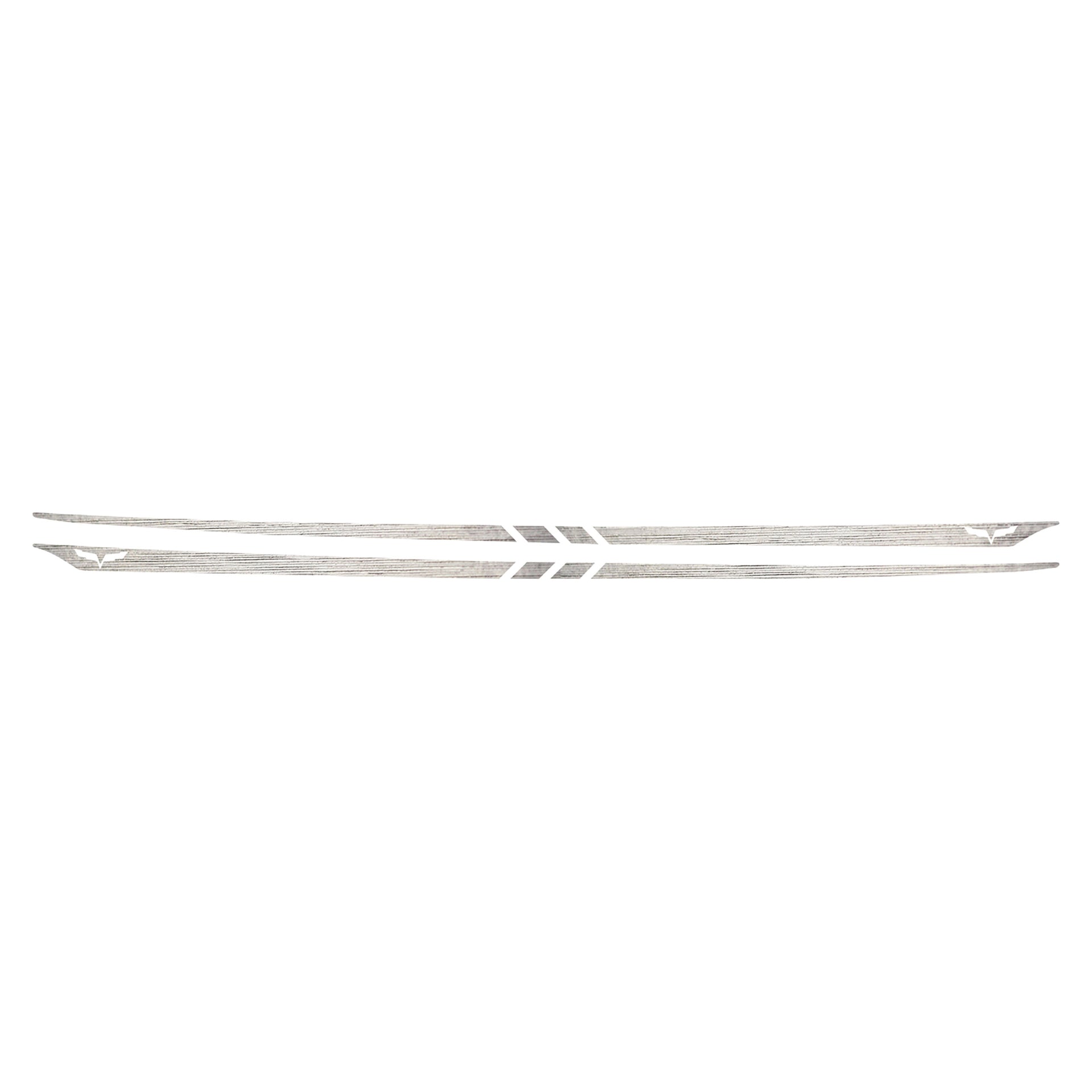 2005-2013 Corvette Hood Stripes Decal Three Stripes w/ Crossed Flags Outline Chrome Brushed Steel - CA-77972-Corvette-Store-Online