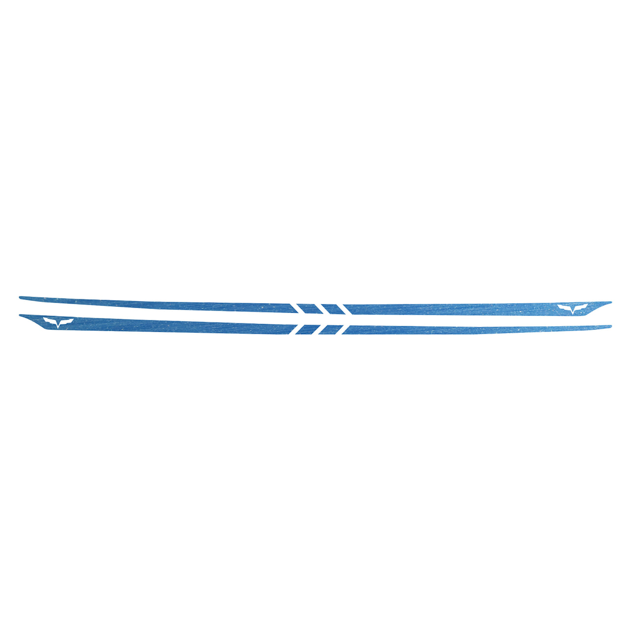2005-2013 Corvette Hood Stripes Decal Three Stripes w/ Crossed Flags Outline Blue Brushed Steel - CA-77973-Corvette-Store-Online