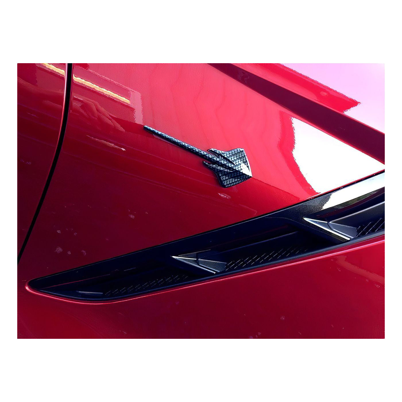 2014-2019 Corvette Hydro Carbon Side Fender Emblems - Hydro Carbon W/ Matte Clear - CA-77995-Corvette-Store-Online