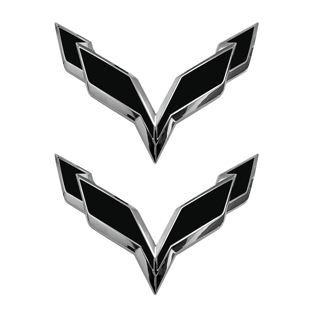2014-2019 Corvette Front/Rear Flag Emblem Overlay Sets - Gloss Black - CA-77996-Corvette-Store-Online