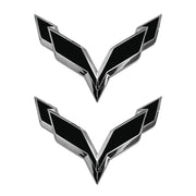 2014-2019 Corvette Front/Rear Flag Emblem Overlay Sets - Gloss Black - CA-77996-Corvette-Store-Online