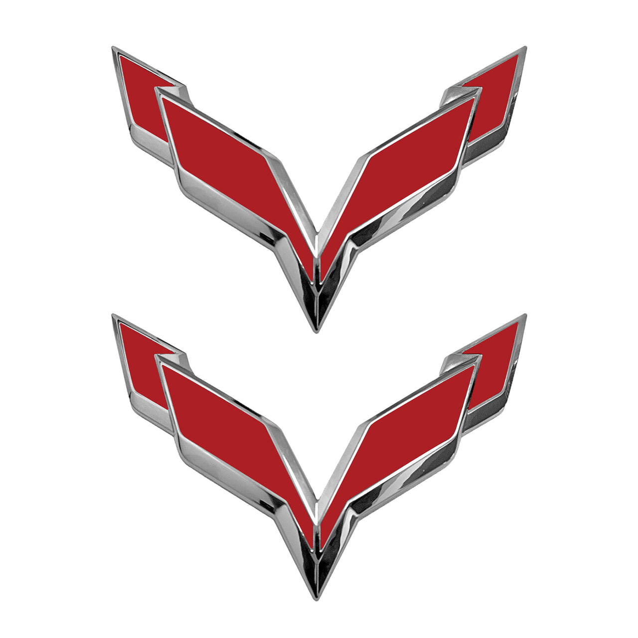 2014-2019 Corvette Front/Rear Flag Emblem Overlay Sets - Gloss Red - CA-77997-Corvette-Store-Online