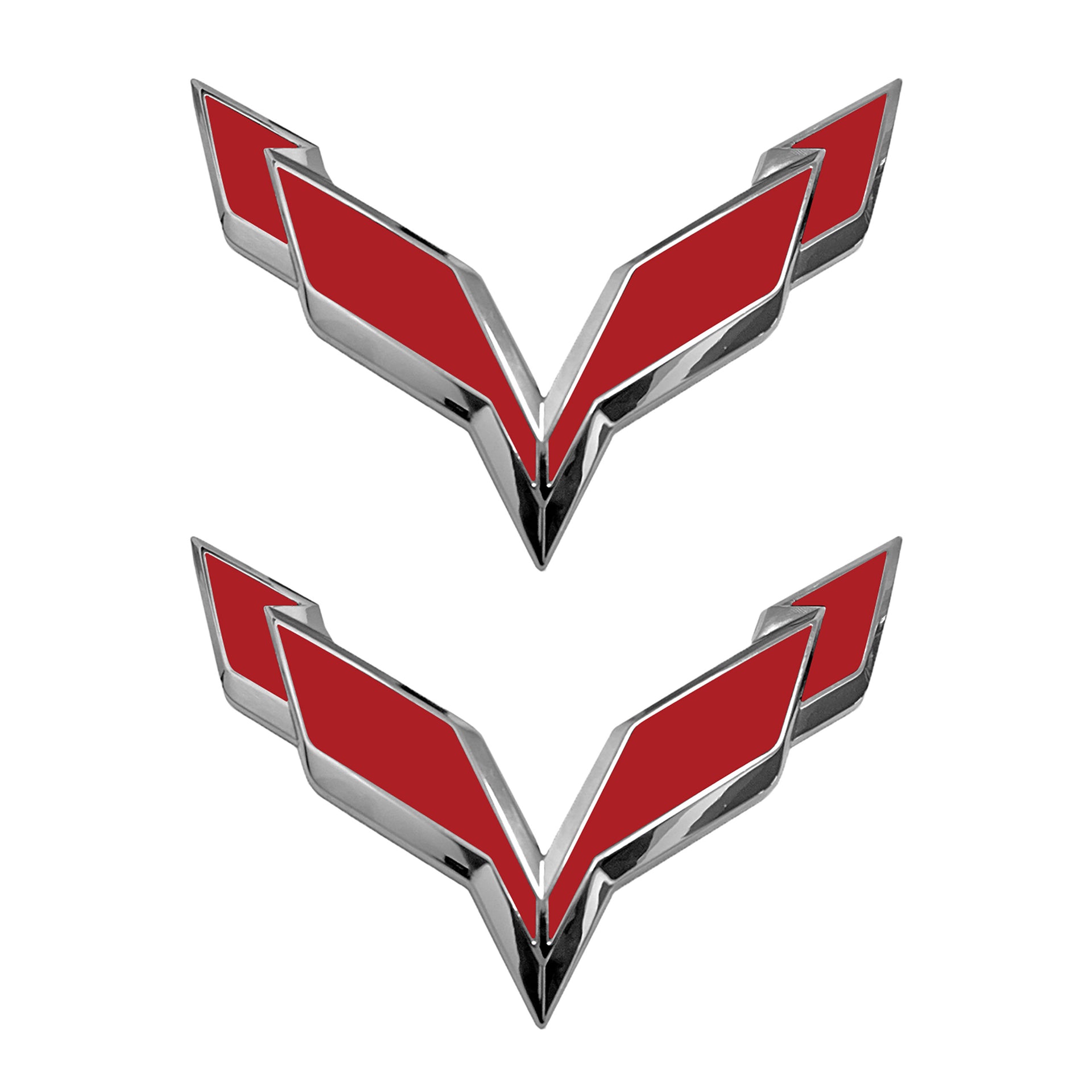 2014-2019 Corvette Front/Rear Flag Emblem Overlay Sets - Gloss Red - CA-77997-Corvette-Store-Online