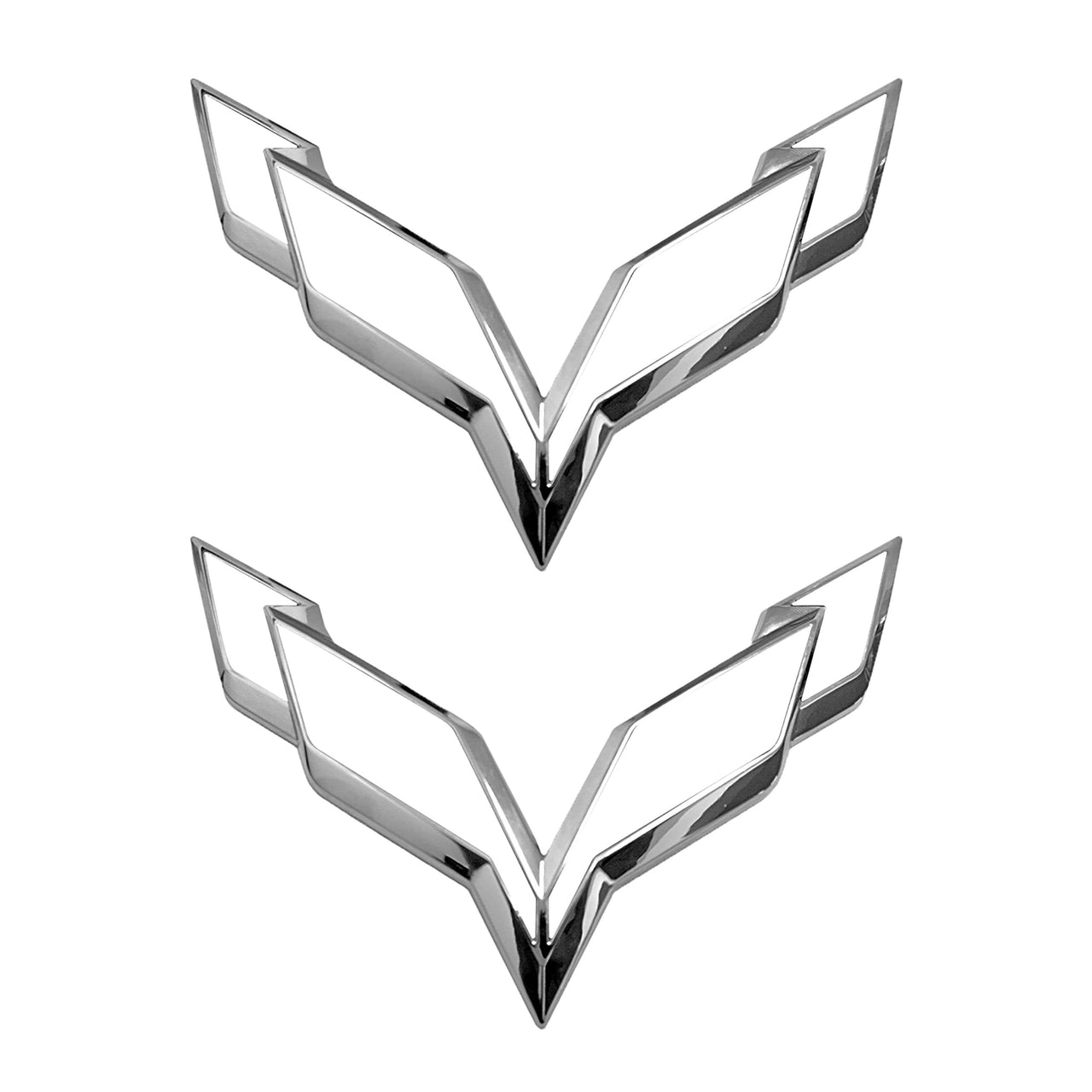 2014-2019 Corvette Front/Rear Flag Emblem Overlay Sets - Gloss White - CA-77998-Corvette-Store-Online
