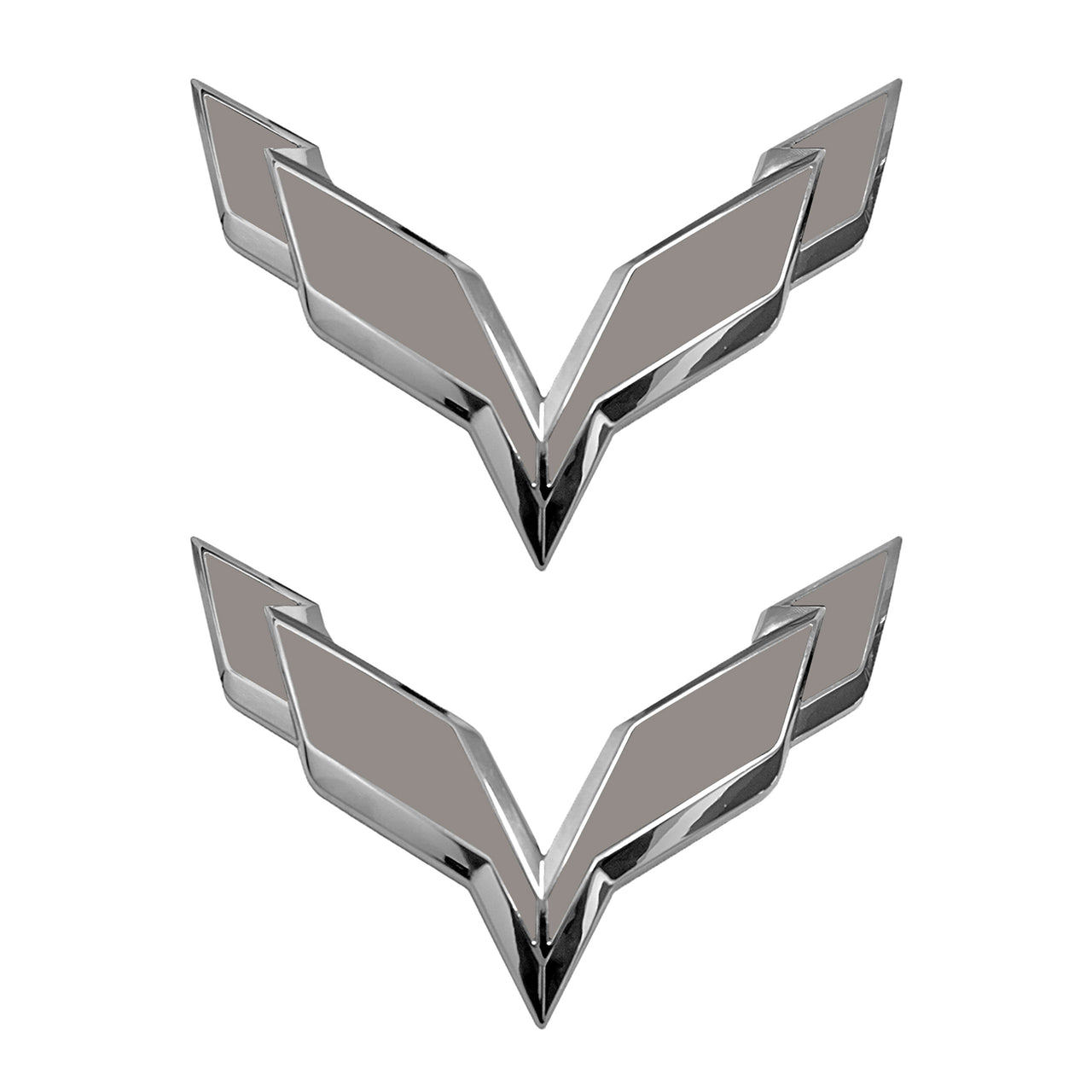 2014-2019 Corvette Front/Rear Flag Emblem Overlay Sets - Gloss Silver - CA-77999-Corvette-Store-Online