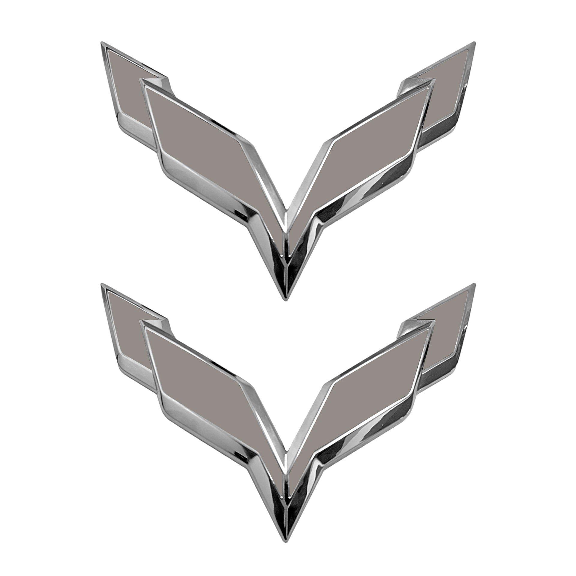 2014-2019 Corvette Front/Rear Flag Emblem Overlay Sets - Gloss Silver - CA-77999-Corvette-Store-Online