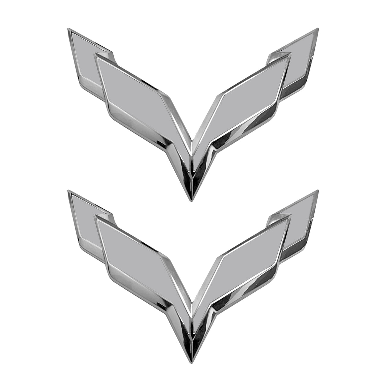 2014-2019 Corvette Front/Rear Flag Emblem Overlay Sets - Gloss Gray - CA-78000-Corvette-Store-Online