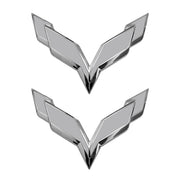 2014-2019 Corvette Front/Rear Flag Emblem Overlay Sets - Gloss Gray - CA-78000-Corvette-Store-Online
