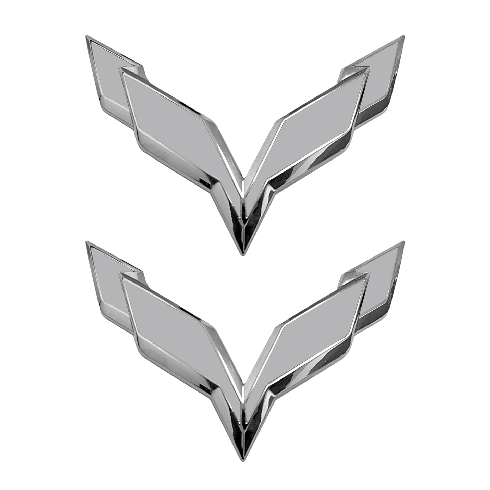 2014-2019 Corvette Front/Rear Flag Emblem Overlay Sets - Gloss Gray - CA-78000-Corvette-Store-Online