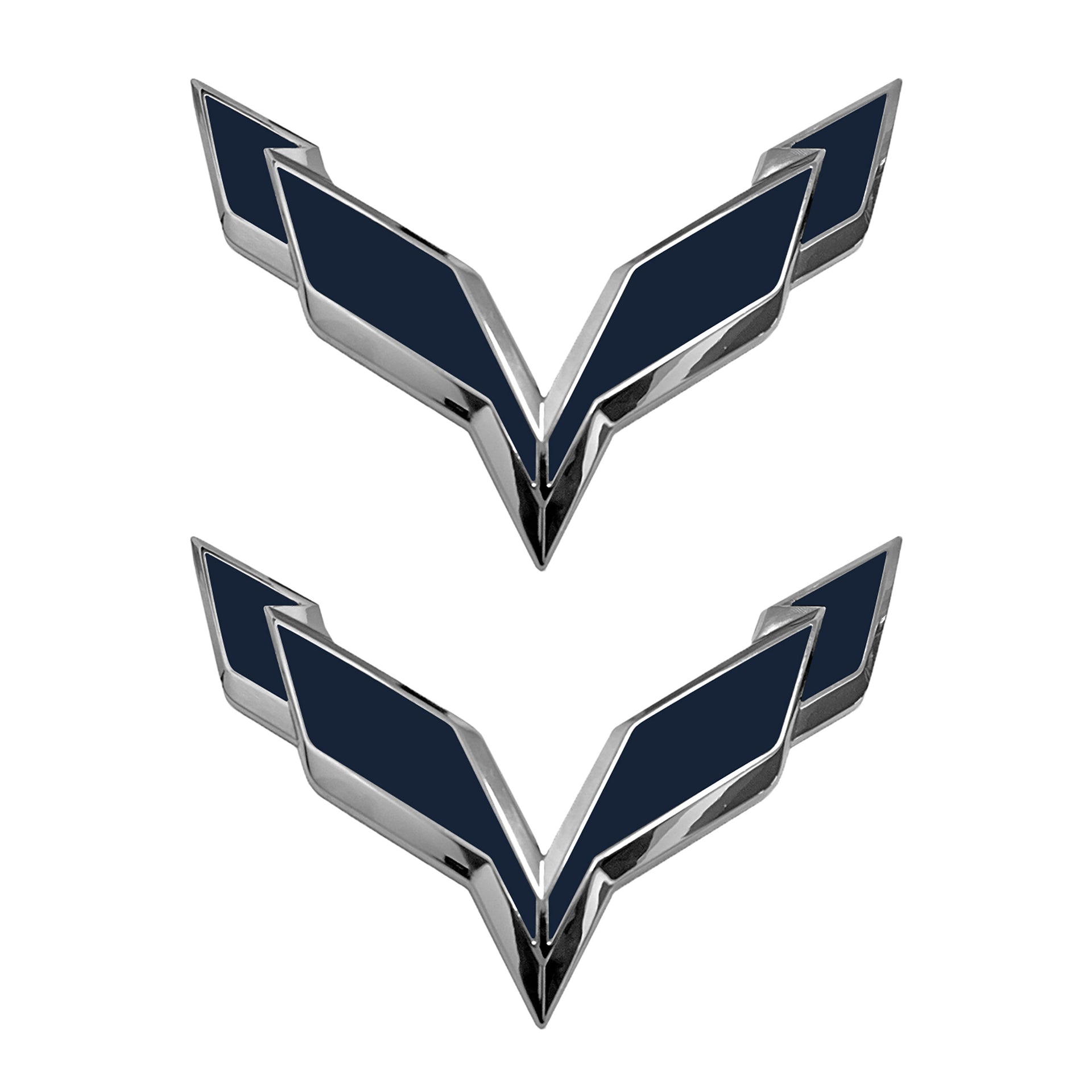 2014-2019 Corvette Front/Rear Flag Emblem Overlay Sets - Gloss Blue - CA-78002-Corvette-Store-Online