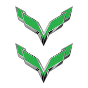 2014-2019 Corvette Front/Rear Flag Emblem Overlay Sets - Gloss Lime Green - CA-78003-Corvette-Store-Online