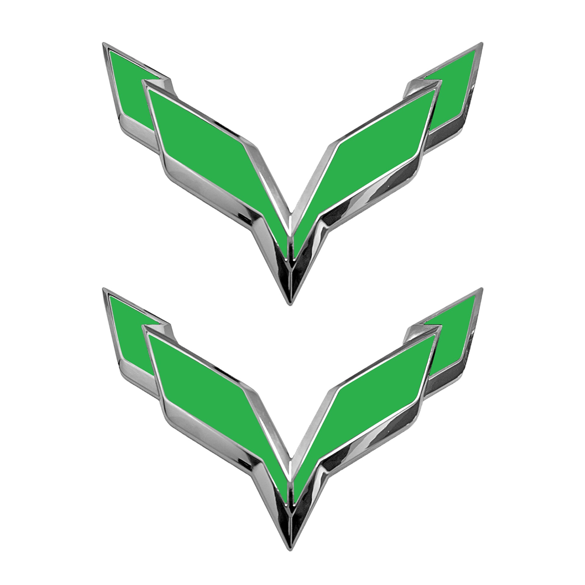2014-2019 Corvette Front/Rear Flag Emblem Overlay Sets - Gloss Lime Green - CA-78003-Corvette-Store-Online