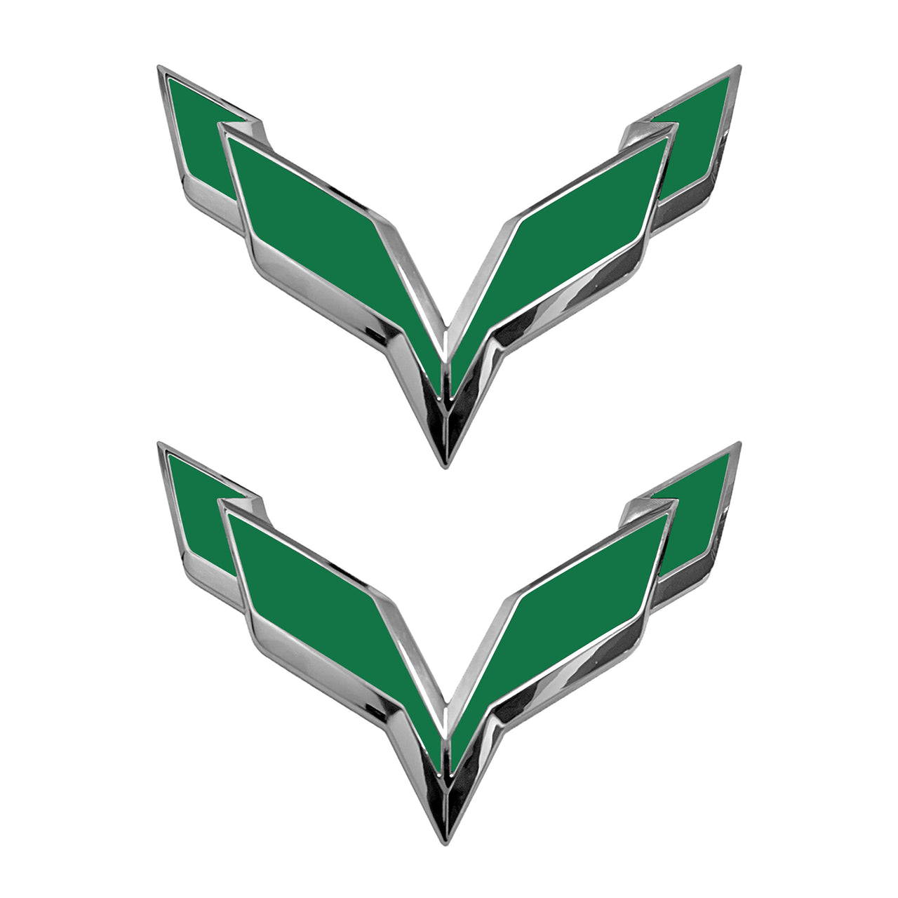 2014-2019 Corvette Front/Rear Flag Emblem Overlay Sets - Gloss Green - CA-78004-Corvette-Store-Online