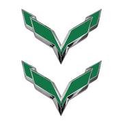 2014-2019 Corvette Front/Rear Flag Emblem Overlay Sets - Gloss Green - CA-78004-Corvette-Store-Online