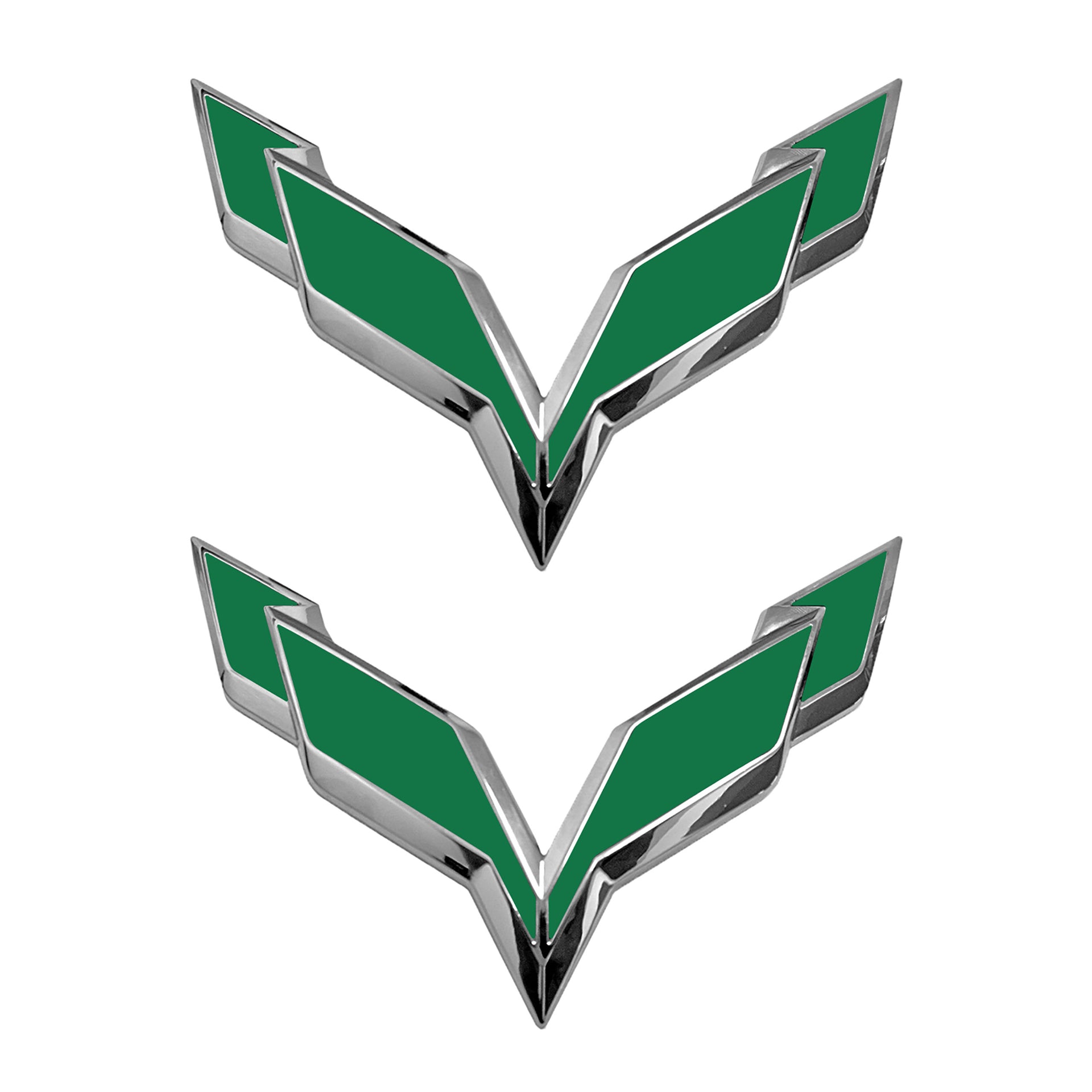 2014-2019 Corvette Front/Rear Flag Emblem Overlay Sets - Gloss Green - CA-78004-Corvette-Store-Online