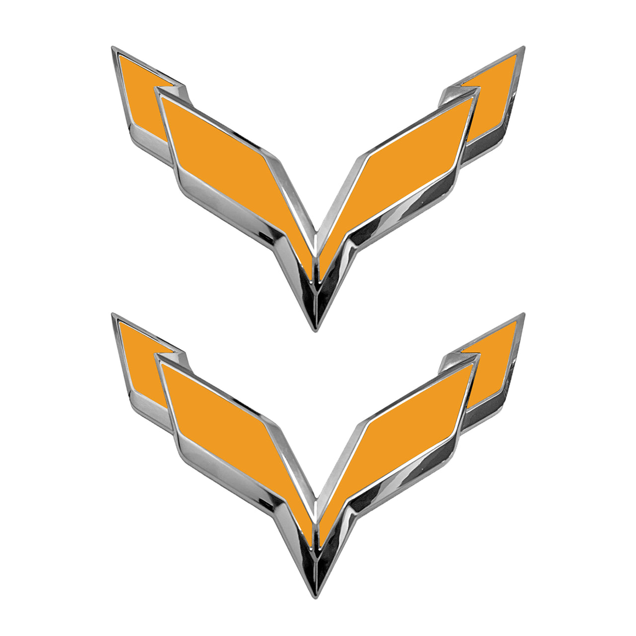 2014-2019 Corvette Front/Rear Flag Emblem Overlay Sets - Gloss Orange - CA-78005-Corvette-Store-Online