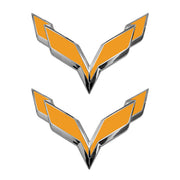2014-2019 Corvette Front/Rear Flag Emblem Overlay Sets - Gloss Orange - CA-78005-Corvette-Store-Online