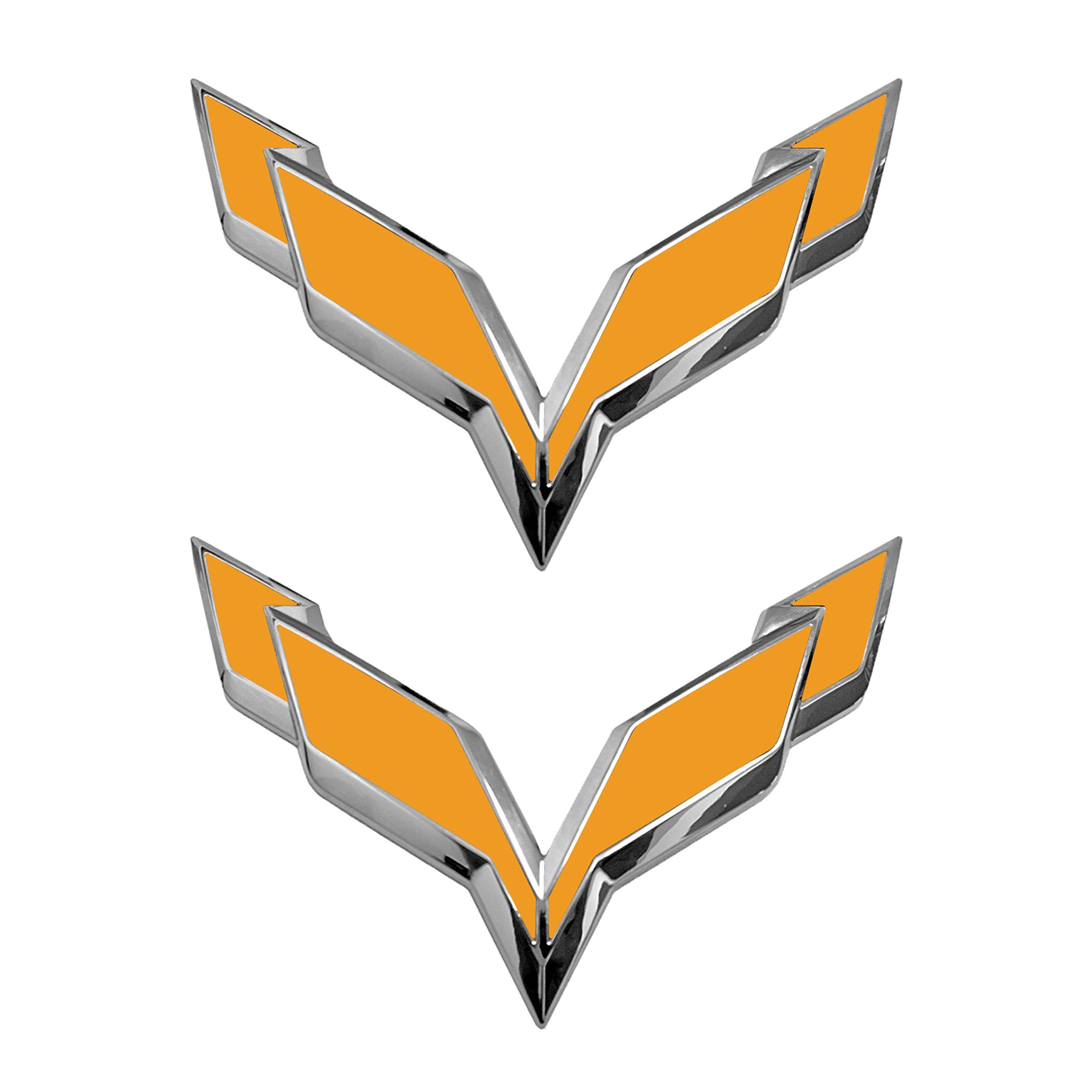 2014-2019 Corvette Front/Rear Flag Emblem Overlay Sets - Gloss Orange - CA-78005-Corvette-Store-Online