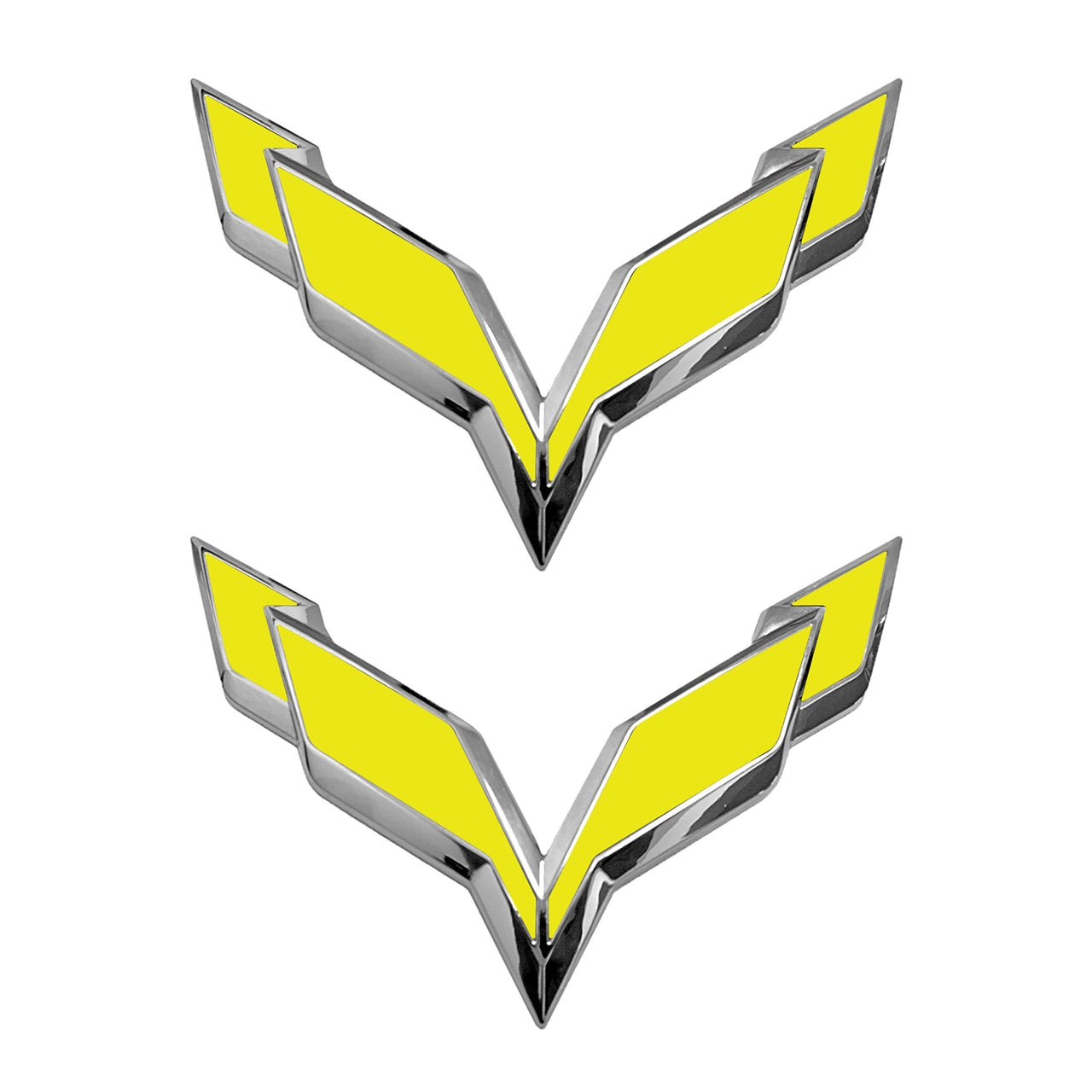 2014-2019 Corvette Front/Rear Flag Emblem Overlay Sets - Gloss Yellow - CA-78006-Corvette-Store-Online