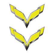 2014-2019 Corvette Front/Rear Flag Emblem Overlay Sets - Gloss Yellow - CA-78006-Corvette-Store-Online