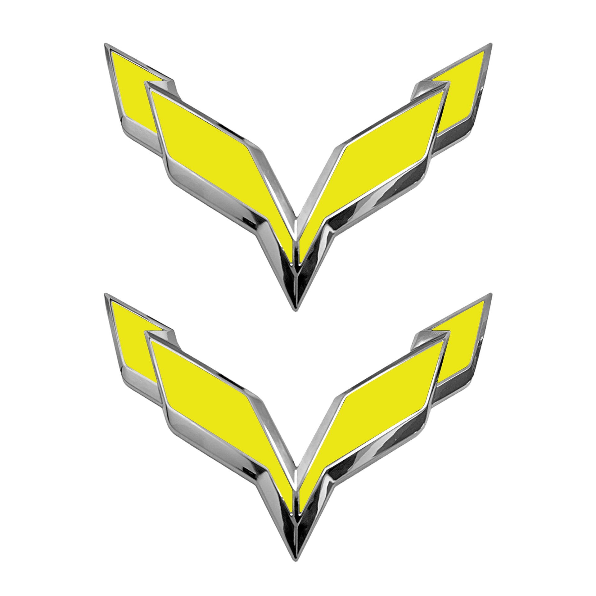 2014-2019 Corvette Front/Rear Flag Emblem Overlay Sets - Gloss Yellow - CA-78006-Corvette-Store-Online