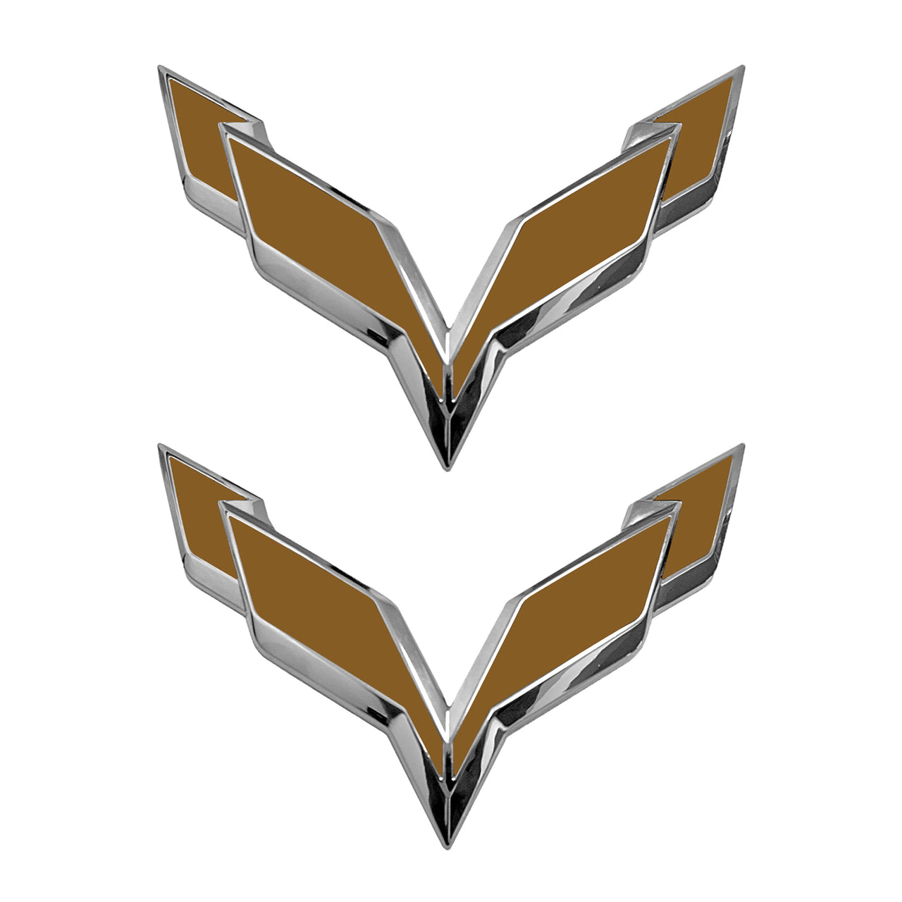 2014-2019 Corvette Front/Rear Flag Emblem Overlay Sets - Gloss Metallic Gold - CA-78008-Corvette-Store-Online