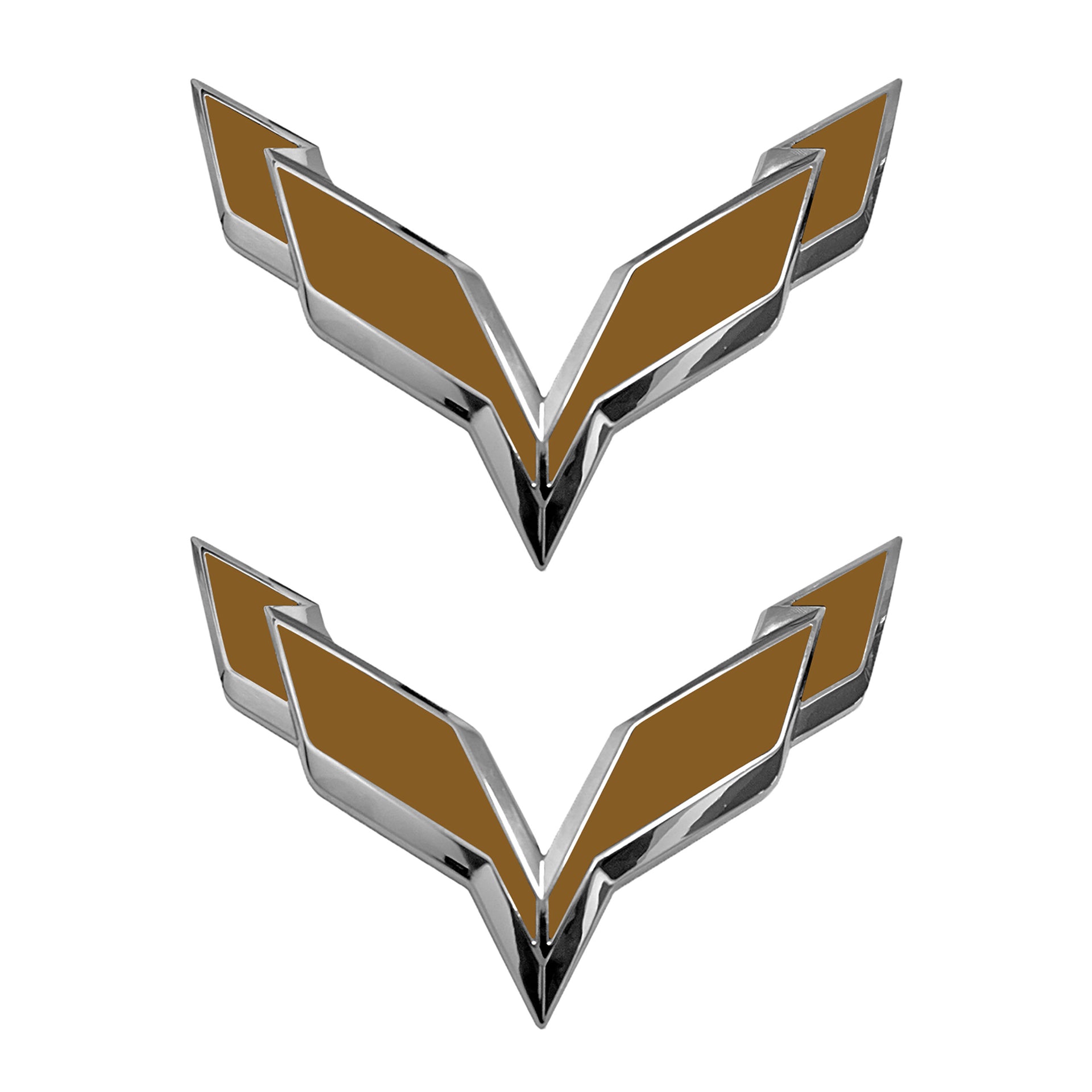 2014-2019 Corvette Front/Rear Flag Emblem Overlay Sets - Gloss Metallic Gold - CA-78008-Corvette-Store-Online