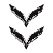 2014-2019 Corvette Front/Rear Flag Emblem Overlay Sets - Matte Black - CA-78009-Corvette-Store-Online