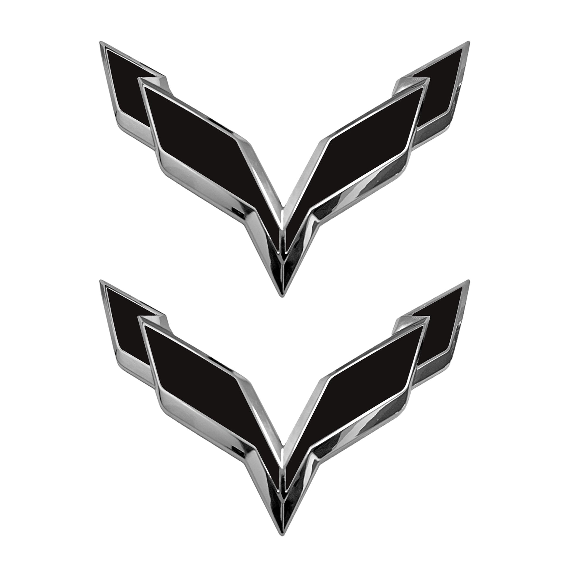 2014-2019 Corvette Front/Rear Flag Emblem Overlay Sets - Matte Black - CA-78009-Corvette-Store-Online