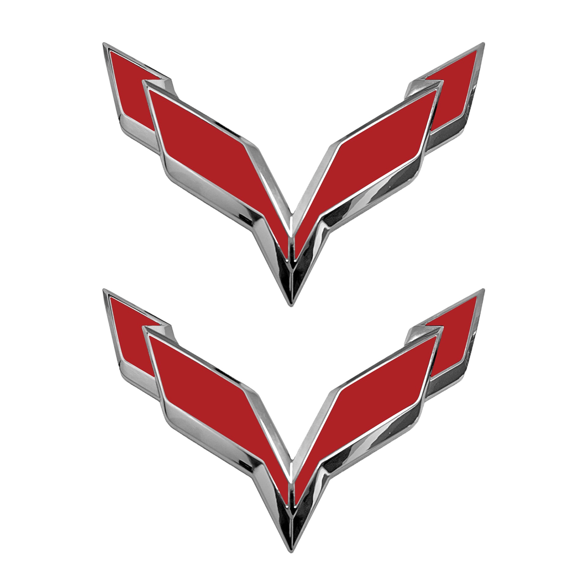 2014-2019 Corvette Front/Rear Flag Emblem Overlay Sets - Matte Red - CA-78010-Corvette-Store-Online