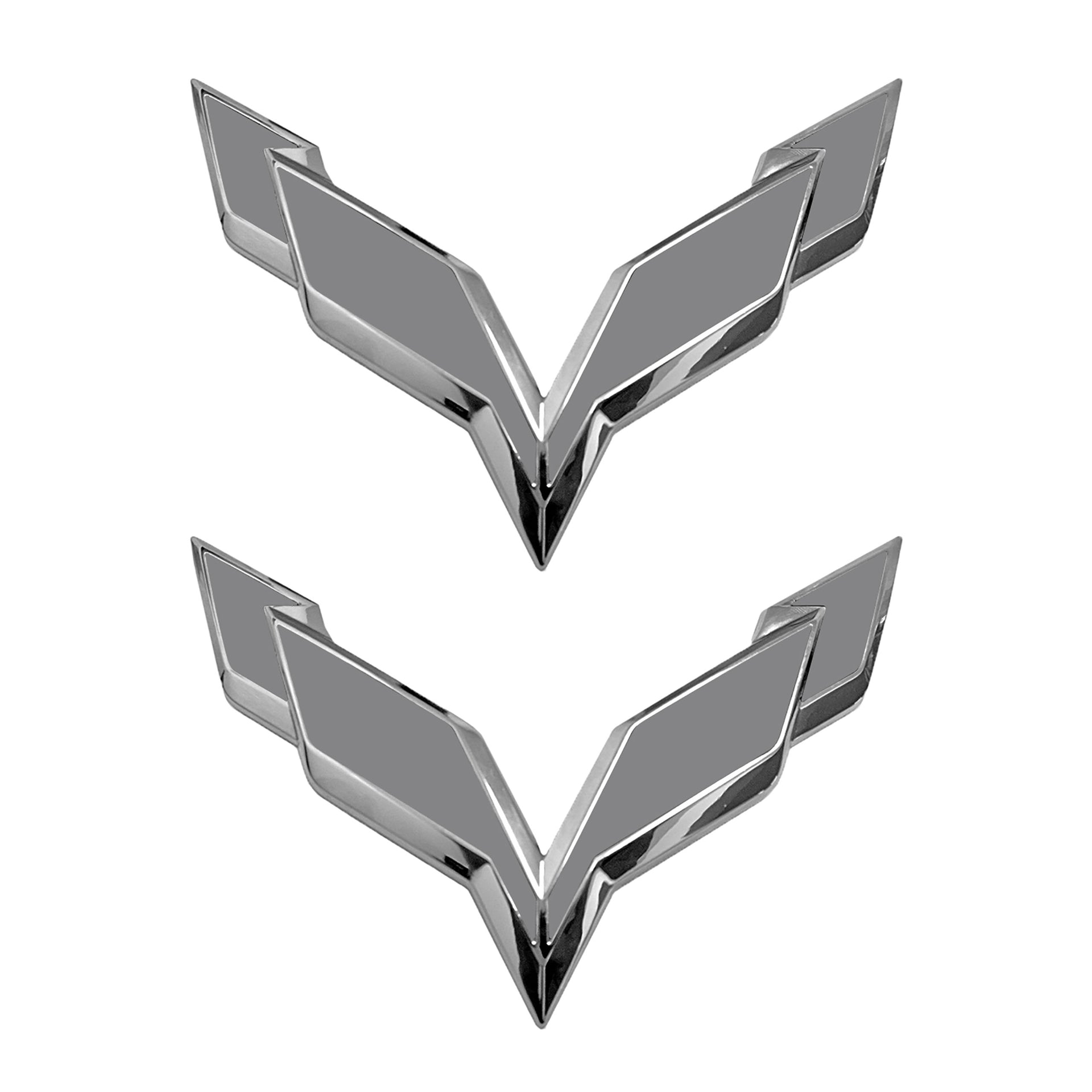 2014-2019 Corvette Front/Rear Flag Emblem Overlay Sets - Matte Gray - CA-78011-Corvette-Store-Online