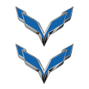 2014-2019 Corvette Front/Rear Flag Emblem Overlay Sets - Matte Blue - CA-78012-Corvette-Store-Online