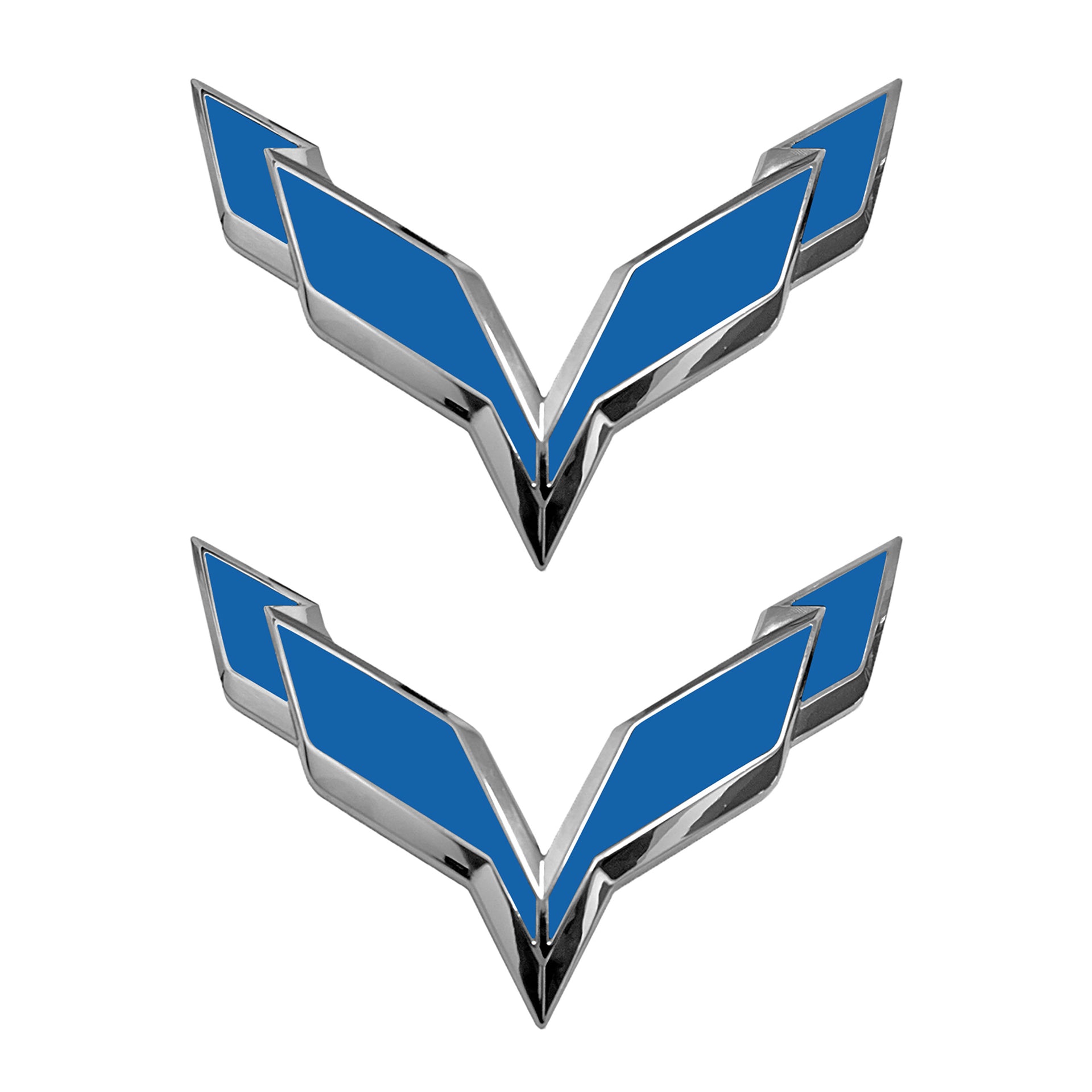 2014-2019 Corvette Front/Rear Flag Emblem Overlay Sets - Matte Blue - CA-78012-Corvette-Store-Online