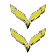 2014-2019 Corvette Front/Rear Flag Emblem Overlay Sets - Matte Yellow - CA-78013-Corvette-Store-Online