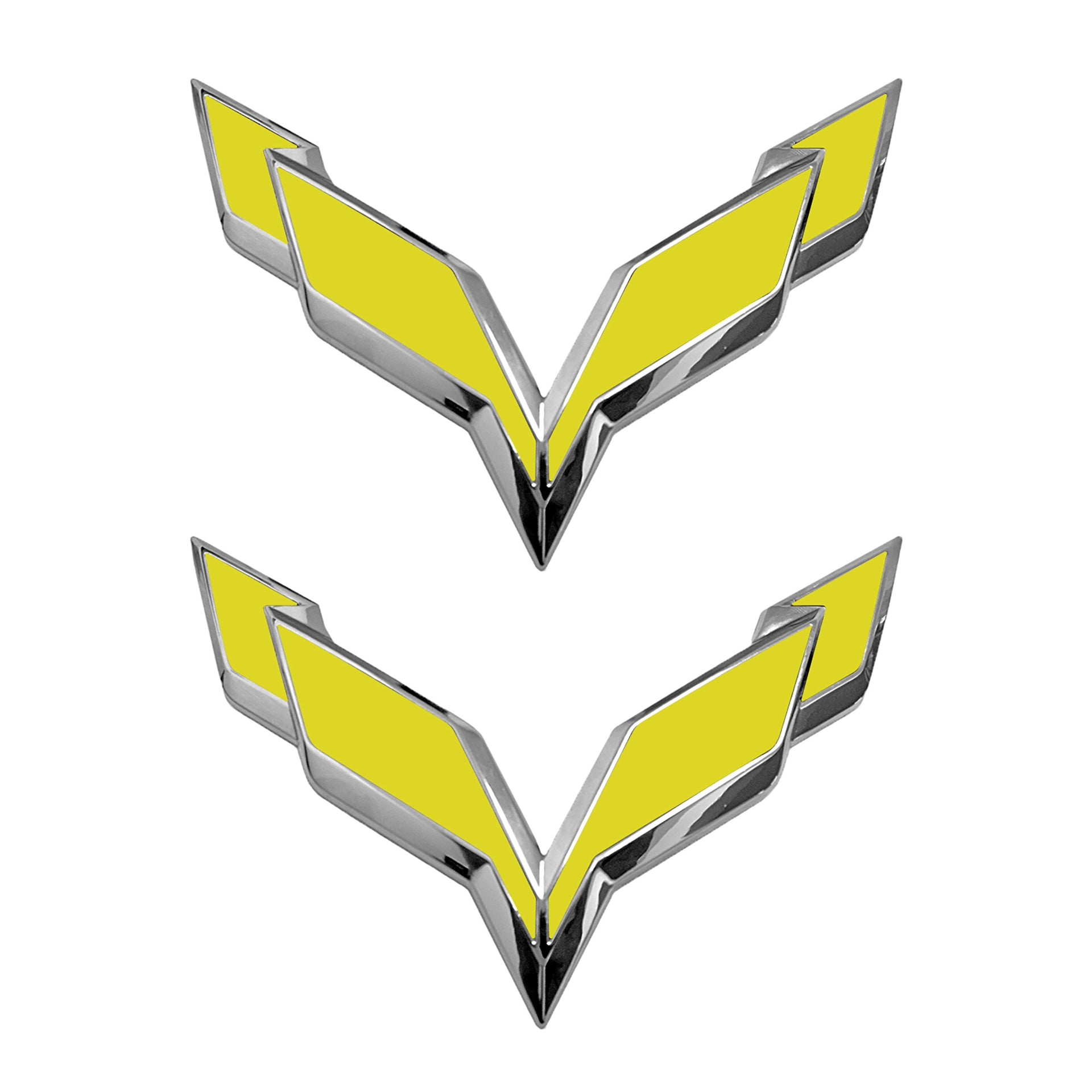 2014-2019 Corvette Front/Rear Flag Emblem Overlay Sets - Matte Yellow - CA-78013-Corvette-Store-Online