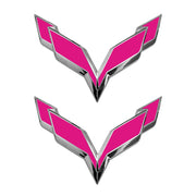 2014-2019 Corvette Front/Rear Flag Emblem Overlay Sets - Matte Pink - CA-78014-Corvette-Store-Online