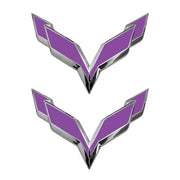 2014-2019 Corvette Front/Rear Flag Emblem Overlay Sets - Matte Purple - CA-78015-Corvette-Store-Online