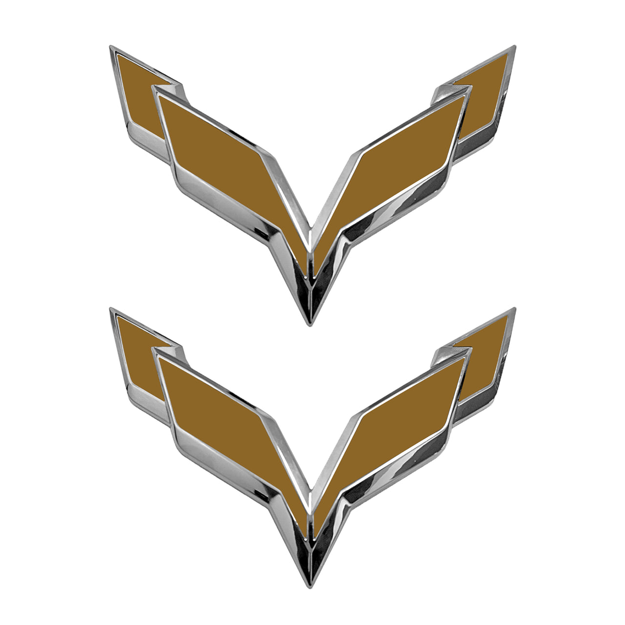 2014-2019 Corvette Front/Rear Flag Emblem Overlay Sets - Matte Metallic Gold - CA-78016-Corvette-Store-Online