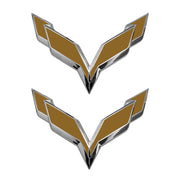 2014-2019 Corvette Front/Rear Flag Emblem Overlay Sets - Matte Metallic Gold - CA-78016-Corvette-Store-Online