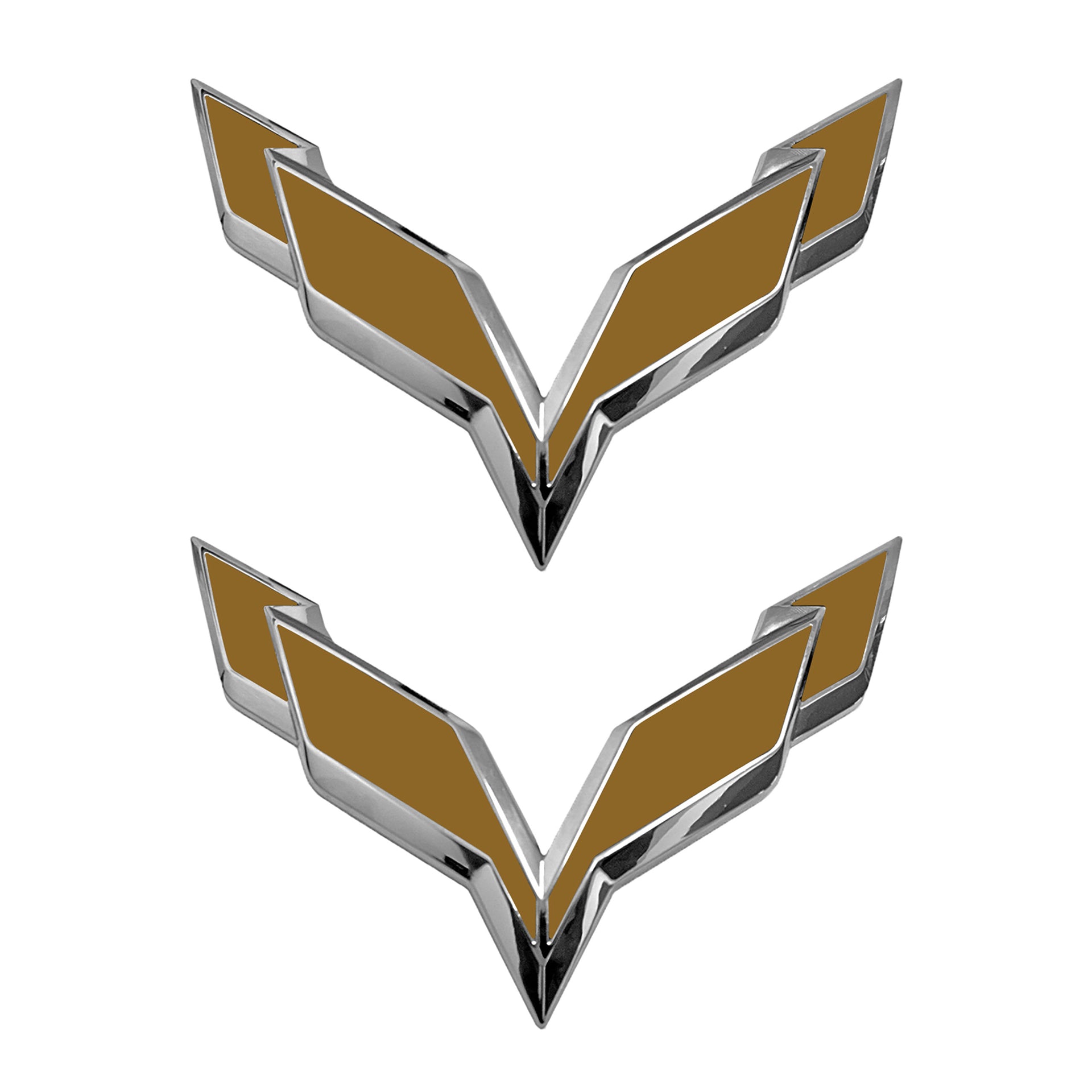 2014-2019 Corvette Front/Rear Flag Emblem Overlay Sets - Matte Metallic Gold - CA-78016-Corvette-Store-Online