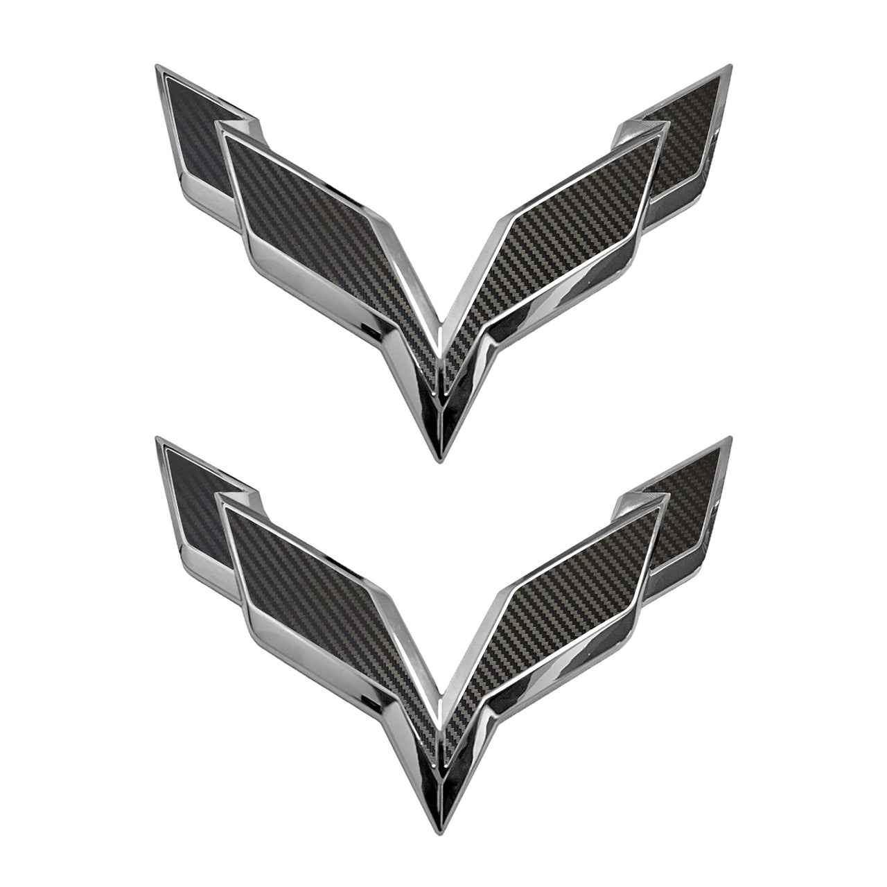 2014-2019 Corvette Front/Rear Flag Emblem Overlay Sets - Black Gloss Carbon Fiber - CA-78019-Corvette-Store-Online