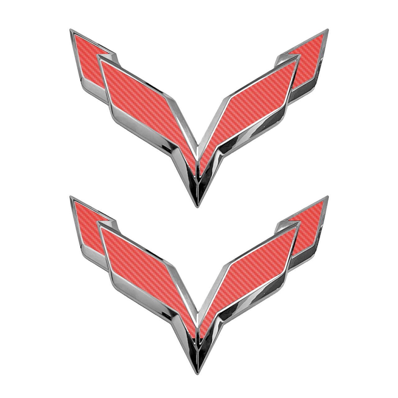 2014-2019 Corvette Front/Rear Flag Emblem Overlay Sets - Red Gloss Carbon Fiber - CA-78020-Corvette-Store-Online