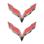 2014-2019 Corvette Front/Rear Flag Emblem Overlay Sets - Red Gloss Carbon Fiber - CA-78020-Corvette-Store-Online