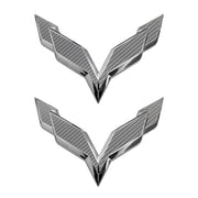 2014-2019 Corvette Front/Rear Flag Emblem Overlay Sets - Gray Gloss Carbon Fiber - CA-78021-Corvette-Store-Online