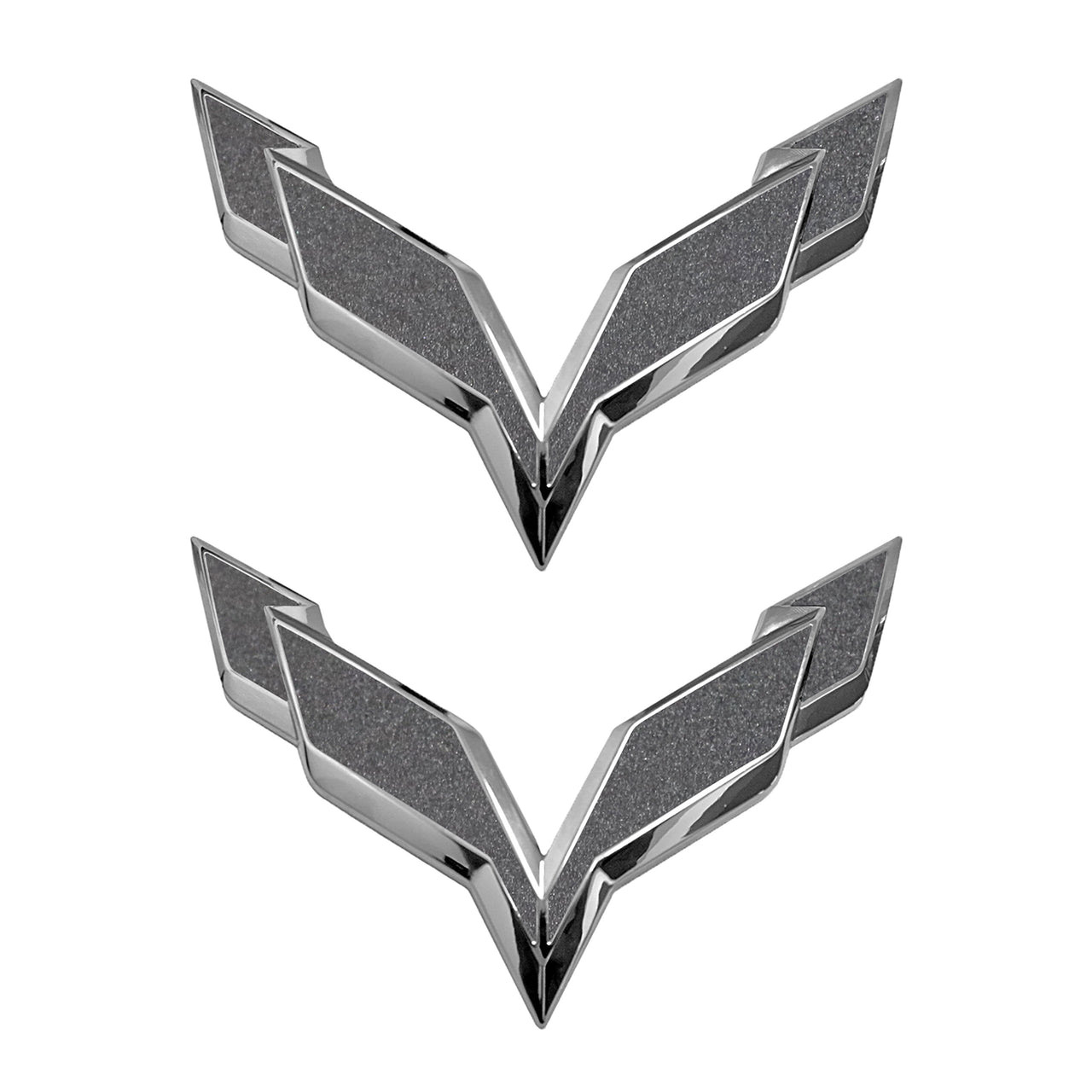 2014-2019 Corvette Front/Rear Flag Emblem Overlay Sets - Gloss Metallic Pearl Black - CA-78024-Corvette-Store-Online