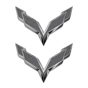 2014-2019 Corvette Front/Rear Flag Emblem Overlay Sets - Gloss Metallic Pearl Black - CA-78024-Corvette-Store-Online