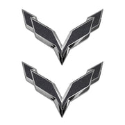 2014-2019 Corvette Front/Rear Flag Emblem Overlay Sets - Gloss Carbon Flash - CA-78025-Corvette-Store-Online