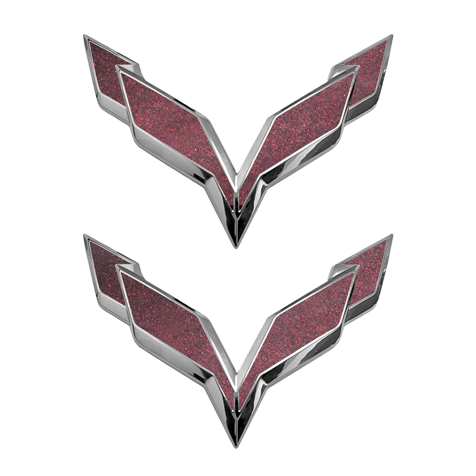 2014-2019 Corvette Front/Rear Flag Emblem Overlay Sets - Gloss Demon Black - CA-78026-Corvette-Store-Online