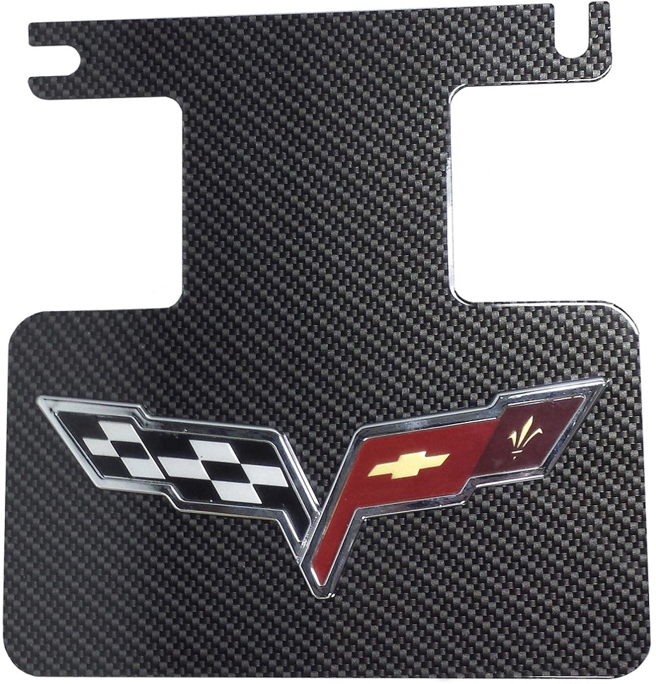 2005-2013 Corvette Hydro Carbon Exhaust Plate w/Logo - Matte Clear Finish & Polish Kit - CA-78109-Corvette-Store-Online