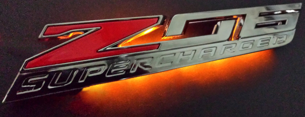 2015-2019 Corvette Factory LED Side Fender Emblem Lighting Effects - Pair Amber - CA-78374-Corvette-Store-Online